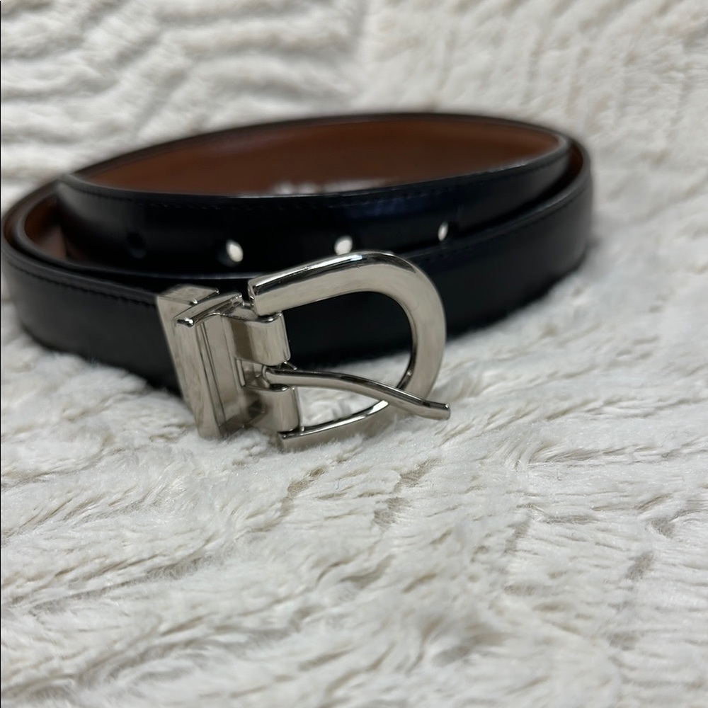 Men's Black non-leather (Vegan)  Belt, silver buckle,  XL, 1" x 37" center hole